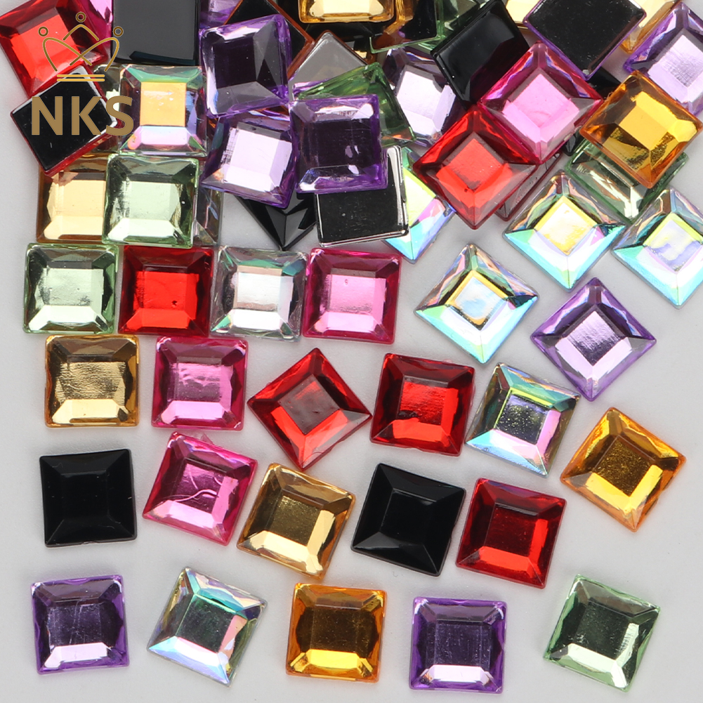Hotfix Rhinestone Sheet - NKS 10mm 12mm면 처리 된 사각형