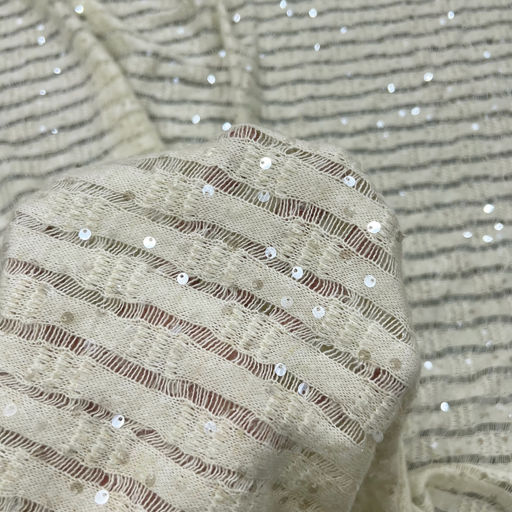 Crystal Mesh Fabric - 3D 수직 스팽글 자수 원단 드레스