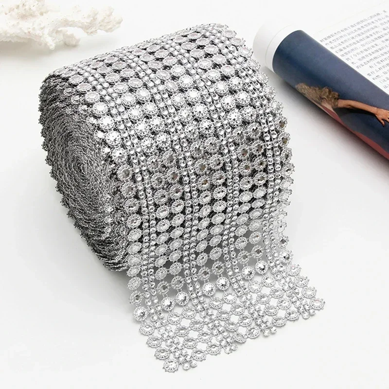 Hotfix Rhinestone Sheet - 1 야드 16 행 크리스탈 다이아몬드