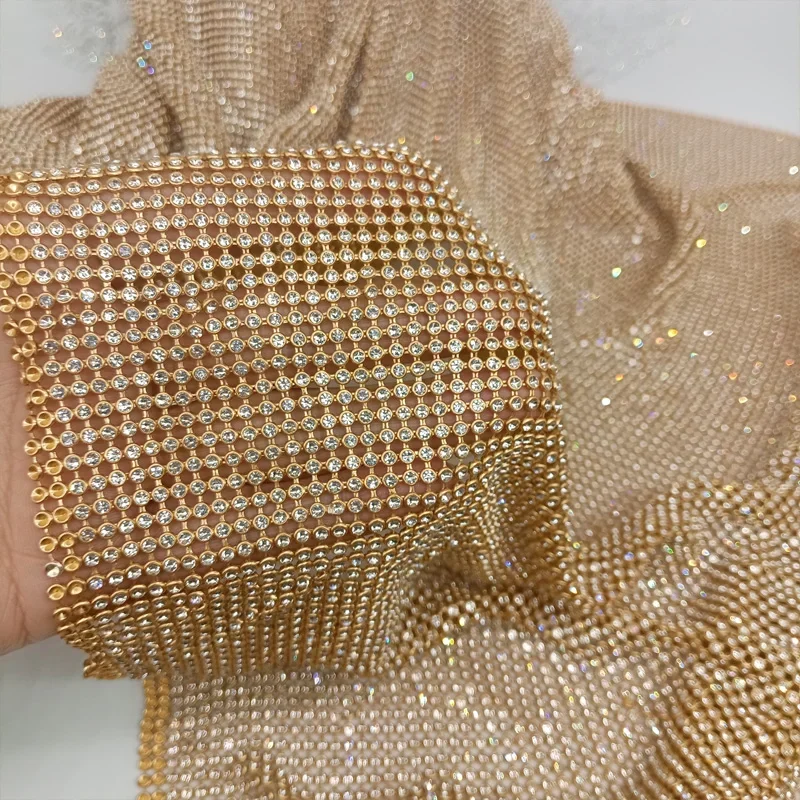 Crystal Mesh Fabric - 45x120cm 반짝 이는 골드 기본 라인