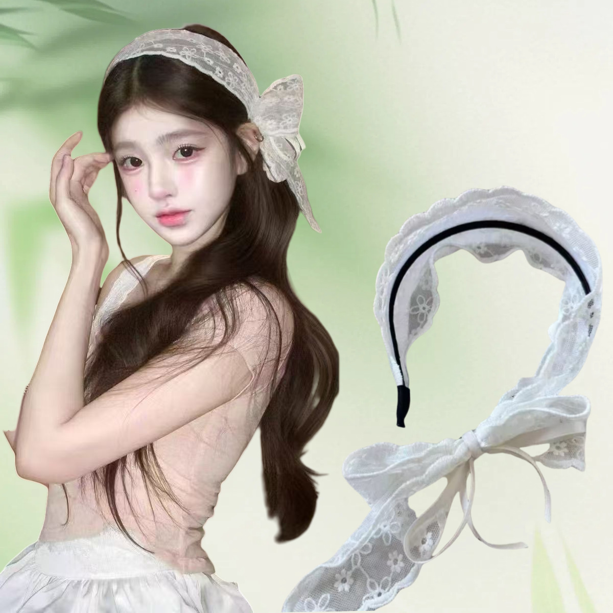 Lace Ribbon Trim - 뉴 빈티지 파스토럴 레이스 헤어밴드 화이트