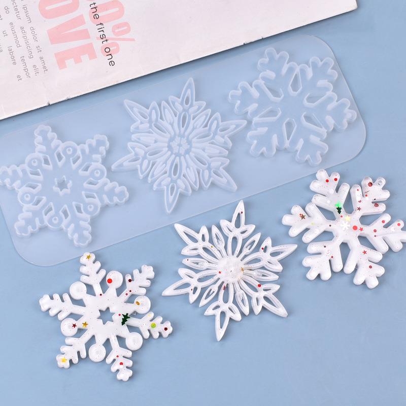 Christmas Craft Embellishment - 크리스마스 할로우 눈송이 장식 실리콘 몰드,