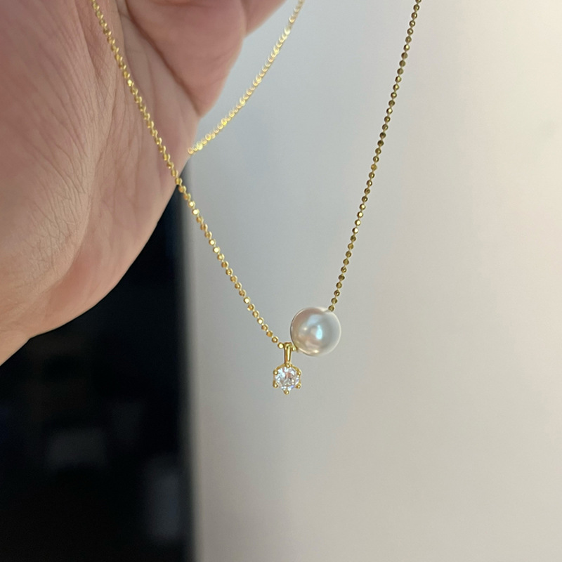 Pearl Trim Chain - 새로운 925 스털링 실버 진주 목걸이