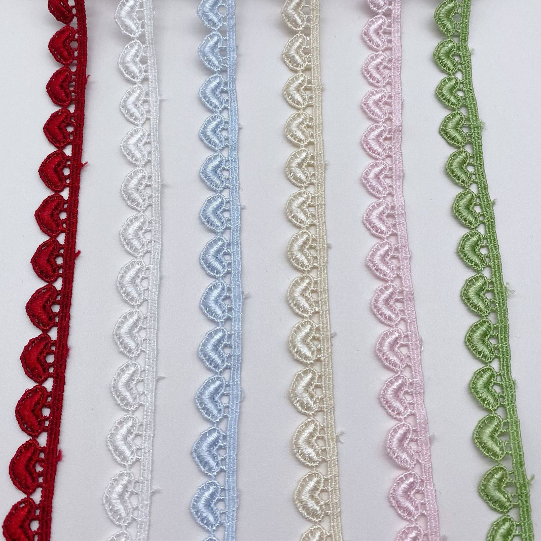 Lace Ribbon Trim - 자수 다색 일방적인 러브 레이스 패브릭