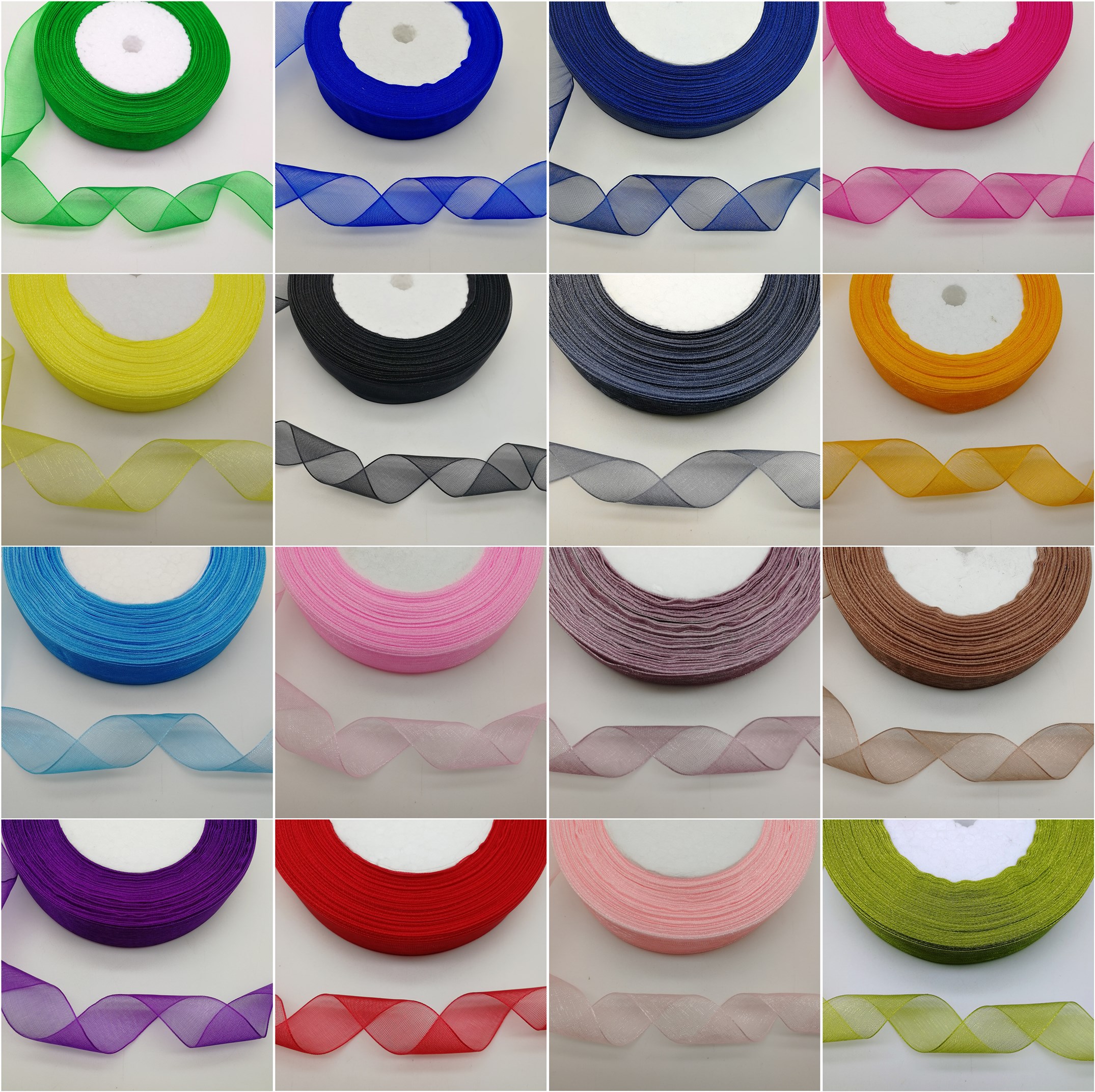 Organza Ribbon Spool - 스풀 새틴 엣지 쉬어 오간자 리본,