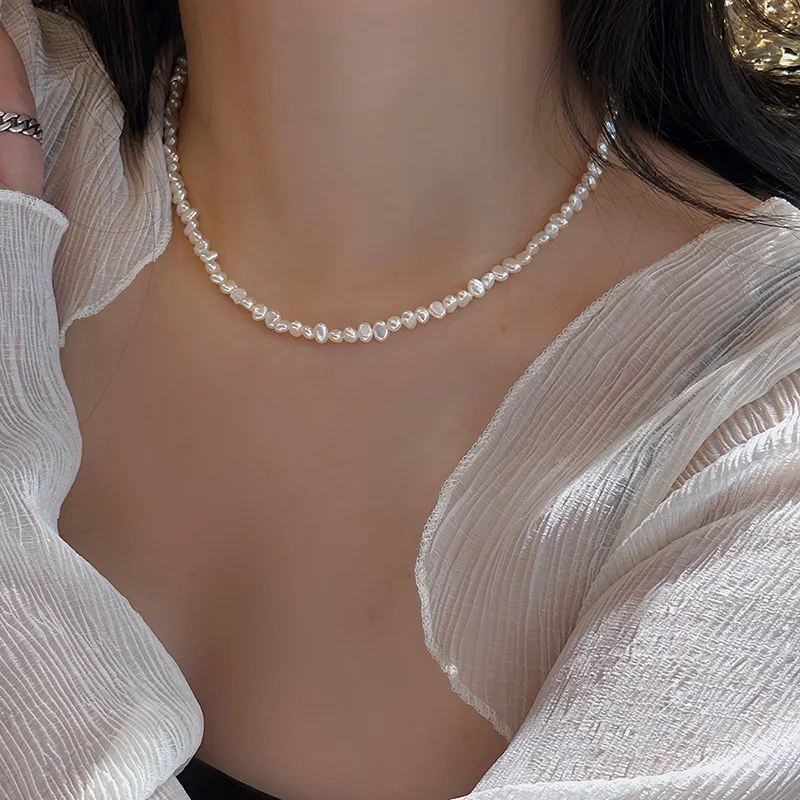 Pearl Trim Chain - 헝셩 4-5mm 바로크 담수 진주 목걸이