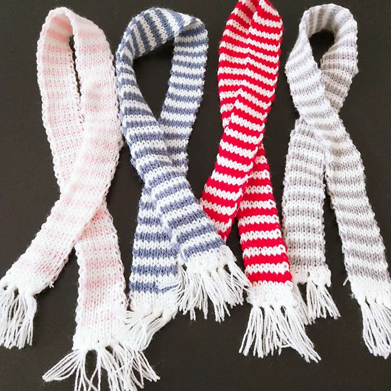 Christmas Craft Embellishment - 핸드 니트 스트라이프 긴 스카프 장식