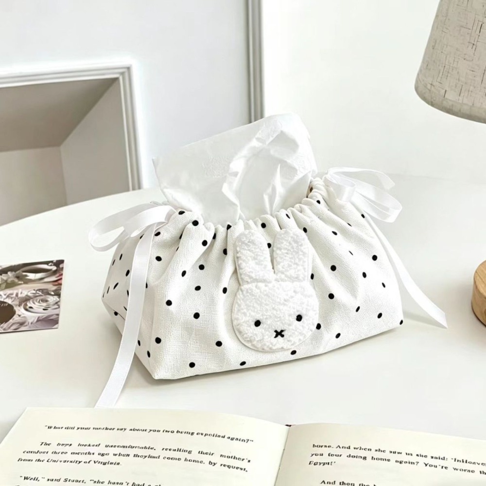 Craft Embellishment Storage - 귀여운 미피 웨이브 자수 드로스트링 티슈