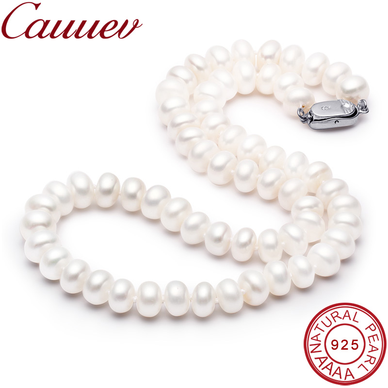 Pearl Trim Chain - Cauev 여성용 천연 담수 진주 목걸이,