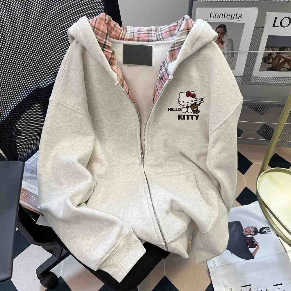 Embellish Knit - 헬로 키티 여성용 후드 티셔츠 카와이