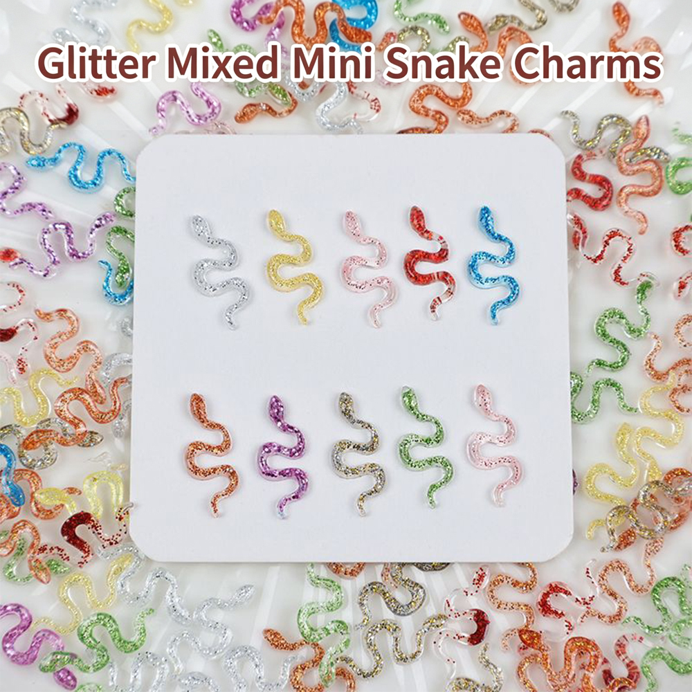 Embellishment Glue Craft - 작은 반짝이 만화 뱀 모양 레진