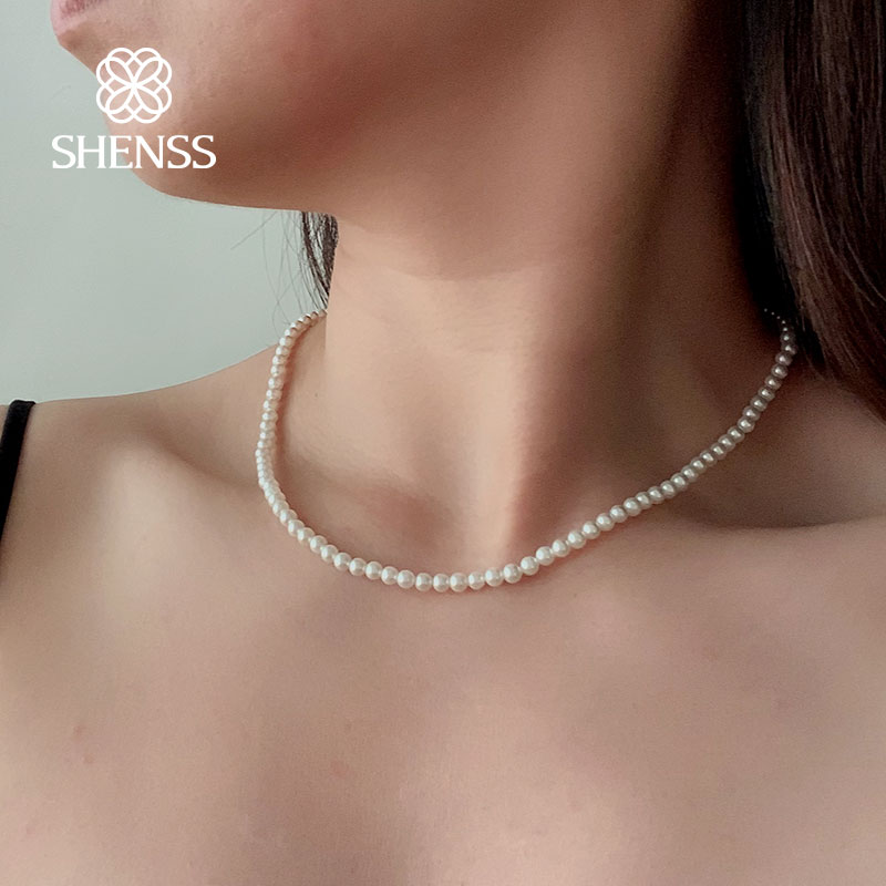 Pearl Trim Chain - 우아한 4mm 쉘 진주 목걸이 40-60cm