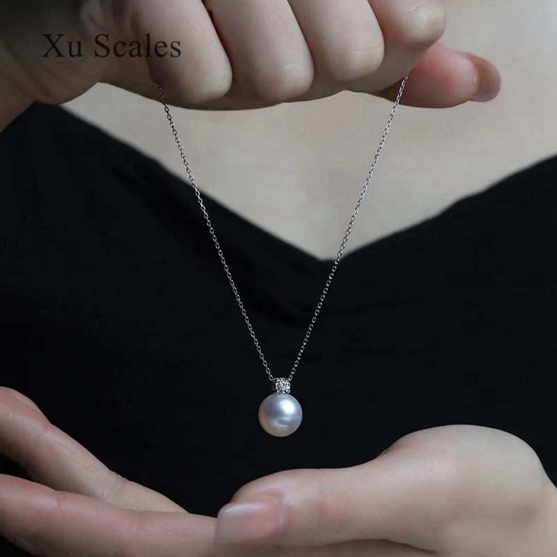 Pearl Trim Chain - 천연 진주 펜던트, S925 스털링 실버,