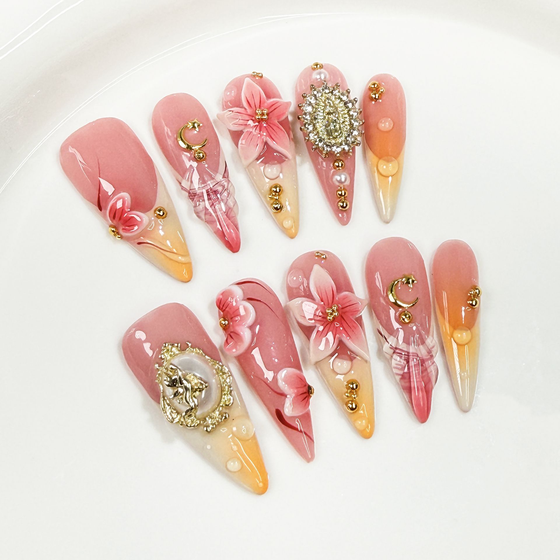 Embroidery Embellishments - 10개 레트로 플라워 디자인 긴 스틸레토