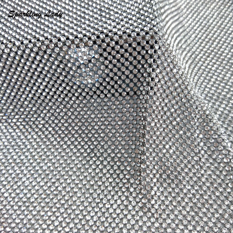 Crystal Mesh Fabric - 2MM 실버 크리스탈 메쉬 원단 고품질