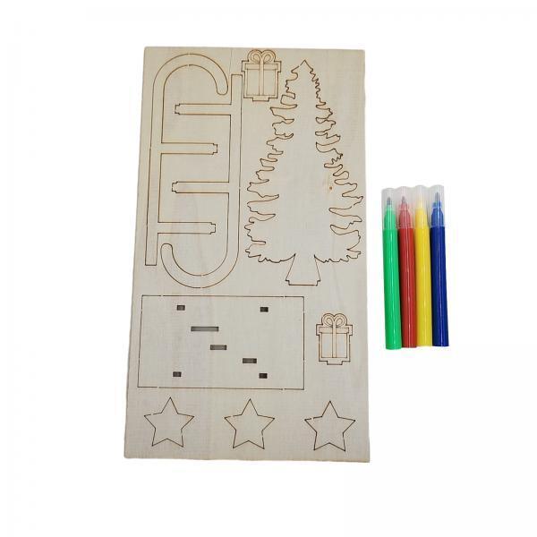 Christmas Craft Embellishment - 3x DIY 나무 공예품 크리스마스 썰매