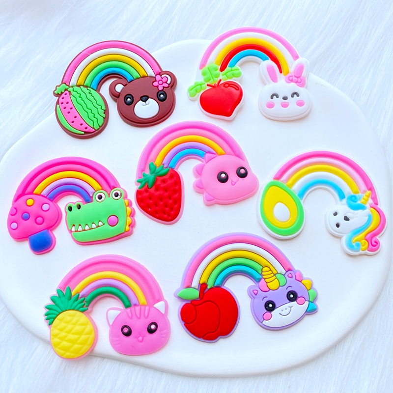 10Pcs 새로운 귀여운 과일 동물 무지개 시리즈 PV - Embellishment Glue Craft 리뷰 및 가격