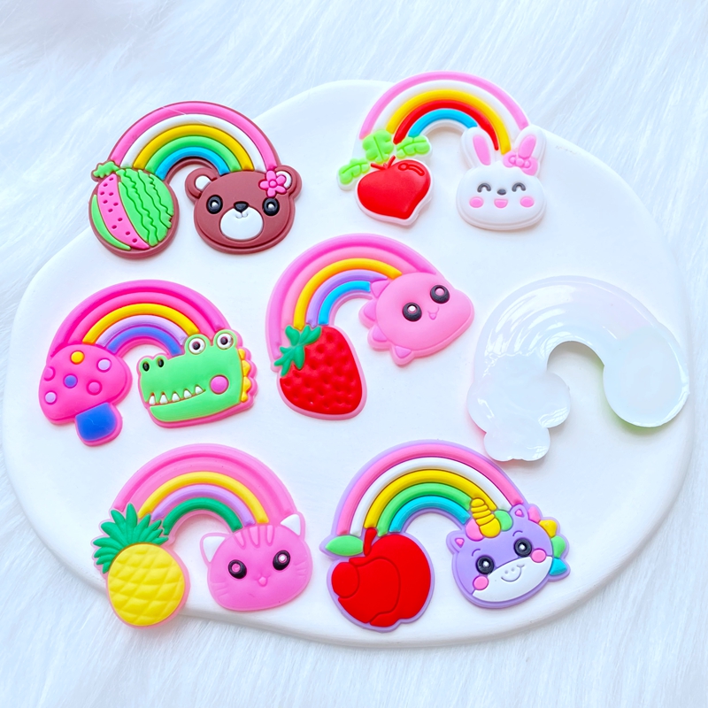 10Pcs 새로운 귀여운 과일 동물 무지개 시리즈 PV - Embellishment Glue Craft 리뷰 및 가격