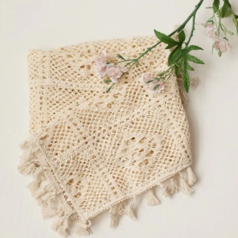 신생아 사진 소품 사진 매트 코튼 레이스 담요 사진 아 - Tassel Fringe Trim 리뷰 및 가격