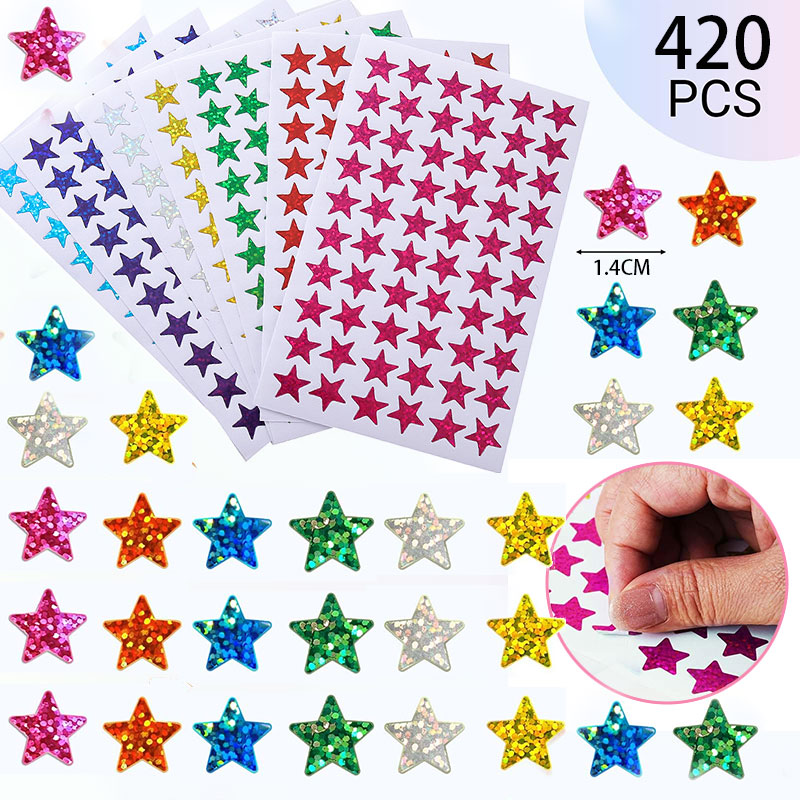 420Pcs 스타 스티커 반짝 이는 홀로그램 반짝이 스 - Glitter Vinyl Roll 리뷰 및 가격