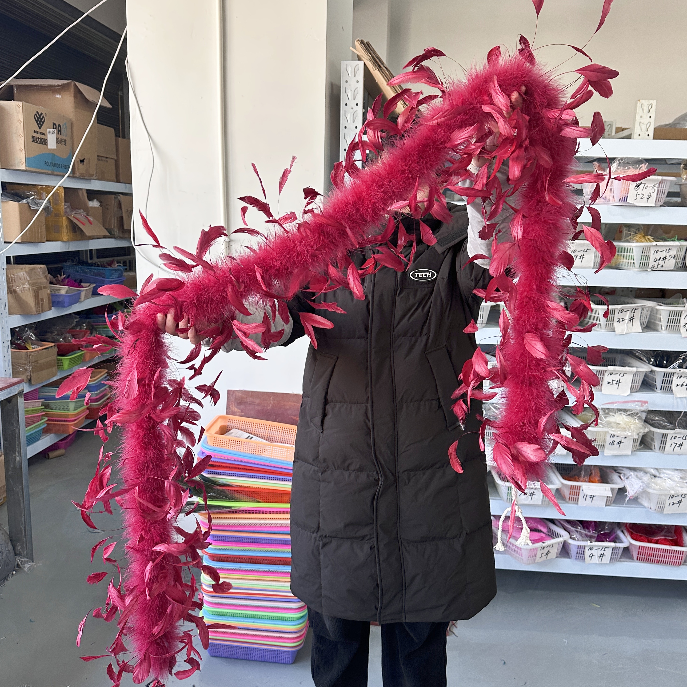 2미터 버건디 터키 마라부 깃털 보아 숄 스카프, 웨딩 - Feather Trim Marabou 리뷰 및 가격
