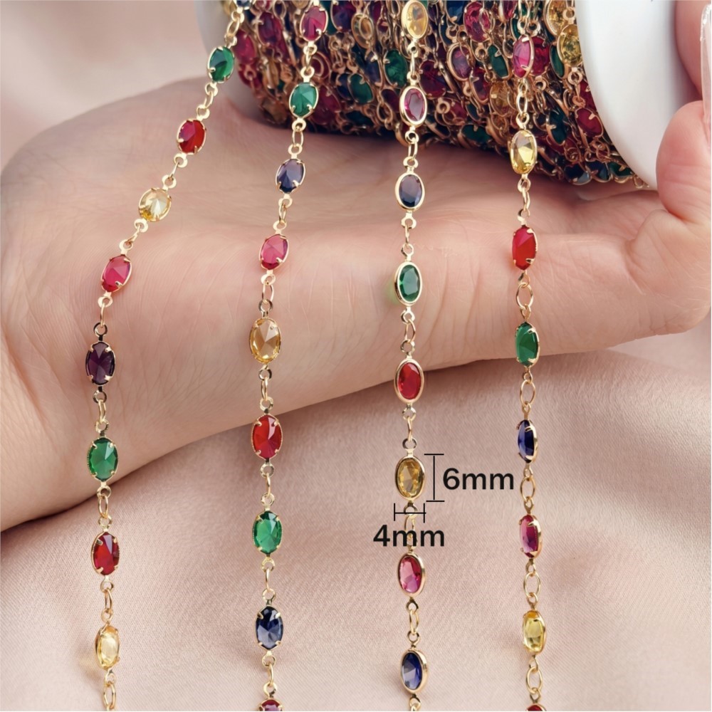 1미터 믹스 컬러 직사각형 모양 라인스톤 오벌 쥬얼리  - Pearl Trim Chain 리뷰 및 가격