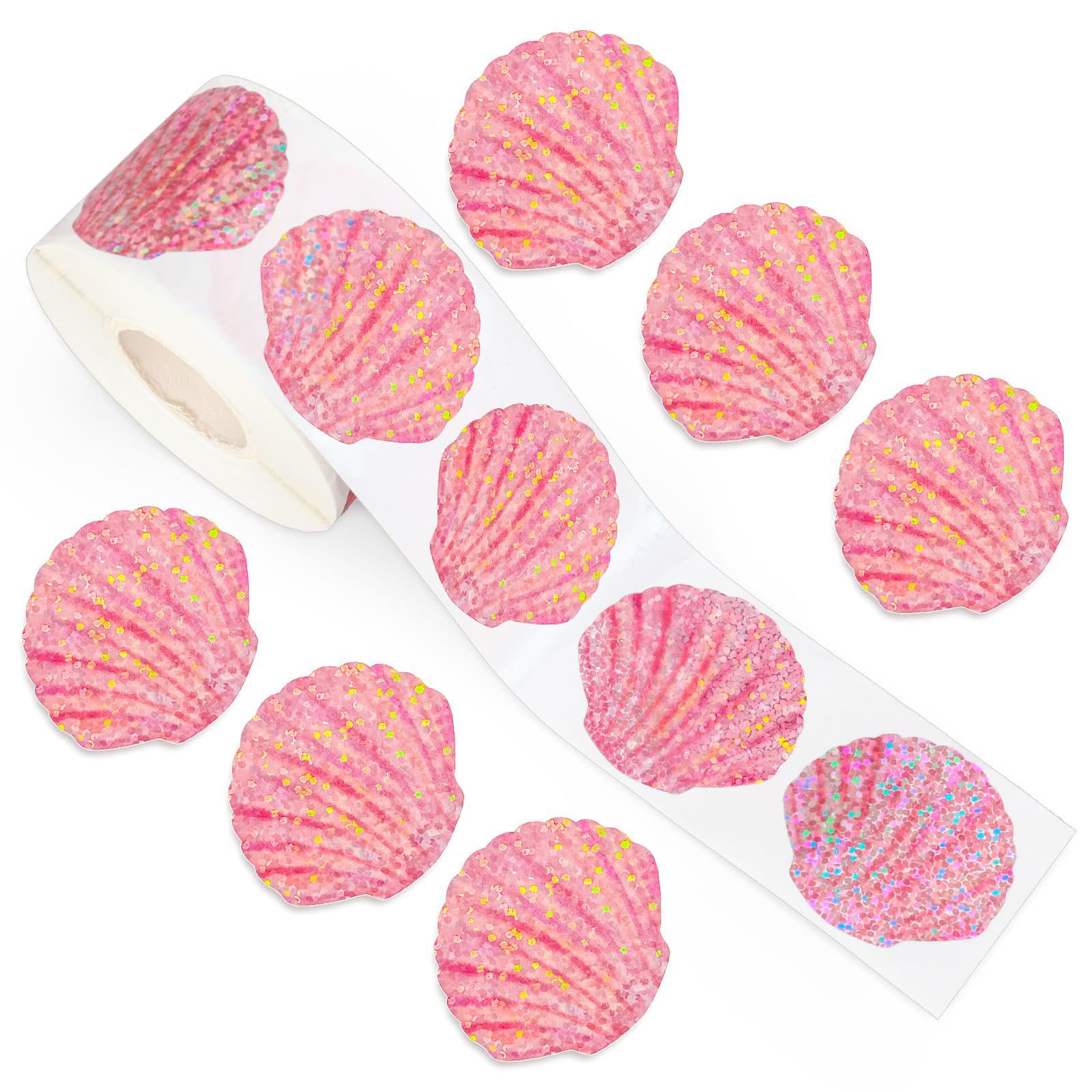 500 Pcs 여름 조개 스티커 롤 홀로그램 씰 스티커 - Glitter Vinyl Roll 리뷰 및 가격