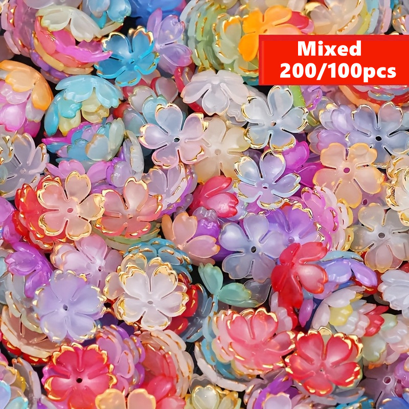 200/100개 15mm 다채로운 아크릴 꽃 구슬 -  - Embroidery Embellishments 리뷰 및 가격