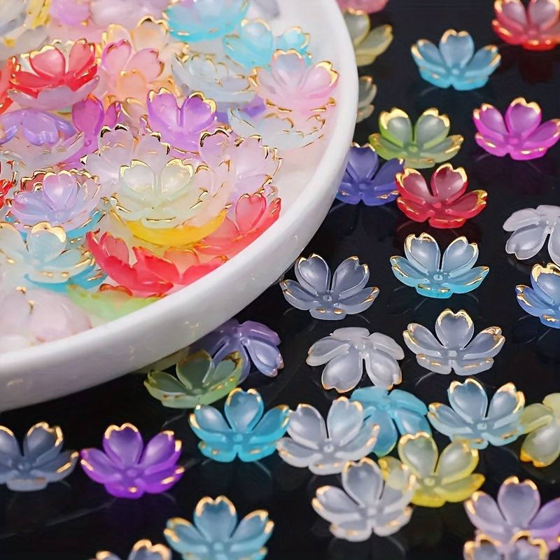 200/100개 15mm 다채로운 아크릴 꽃 구슬 -  - Embroidery Embellishments 리뷰 및 가격