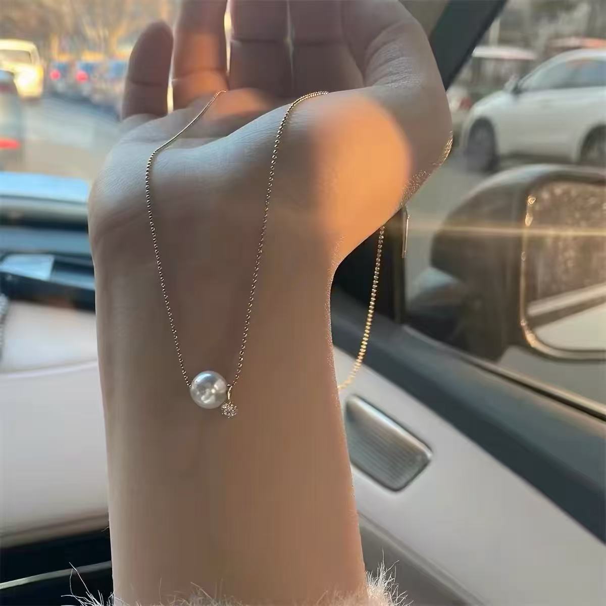 새로운 925 스털링 실버 진주 목걸이 기하학적 모양  - Pearl Trim Chain 리뷰 및 가격