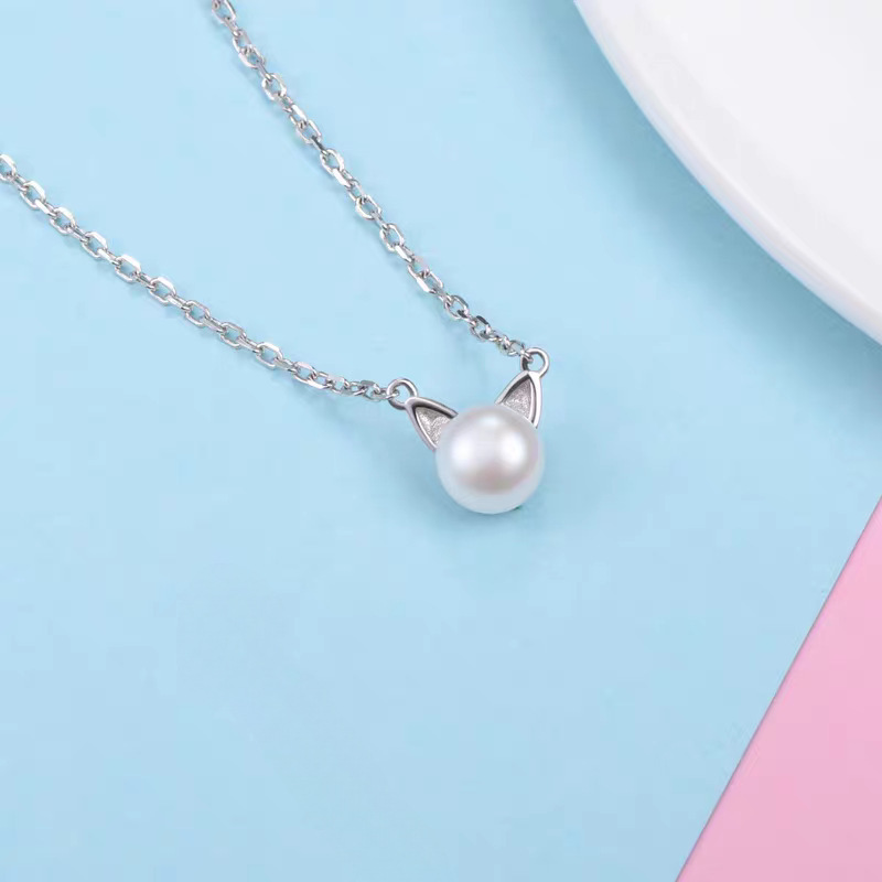 패션 925 스털링 실버 주얼리 기질 진주 고양이 귀여 - Pearl Trim Chain 리뷰 및 가격
