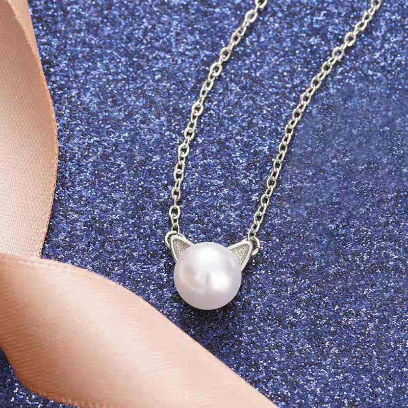 패션 925 스털링 실버 주얼리 기질 진주 고양이 귀여 - Pearl Trim Chain 리뷰 및 가격