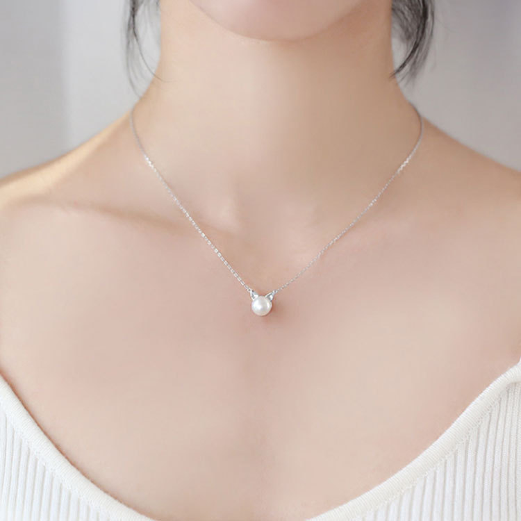 패션 925 스털링 실버 주얼리 기질 진주 고양이 귀여 - Pearl Trim Chain 리뷰 및 가격
