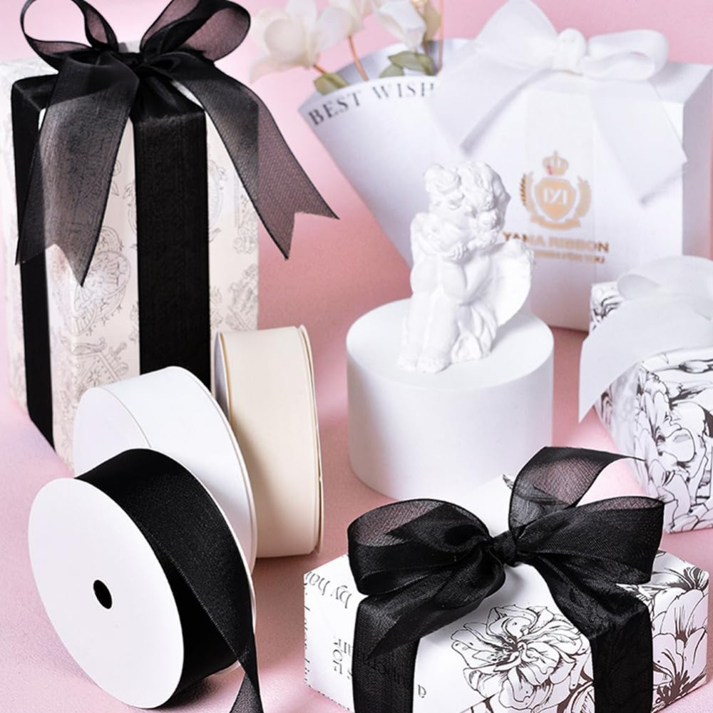 1인치 검정색 오간자 리본 유선 시어 메쉬 시폰 리본  - Organza Ribbon Spool 리뷰 및 가격