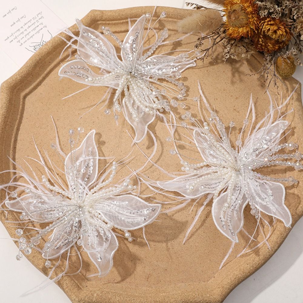 1PC 깃털 진주 3D 오간자 꽃 패치 트위스트 와이어 - Applique Patch Flower 리뷰 및 가격