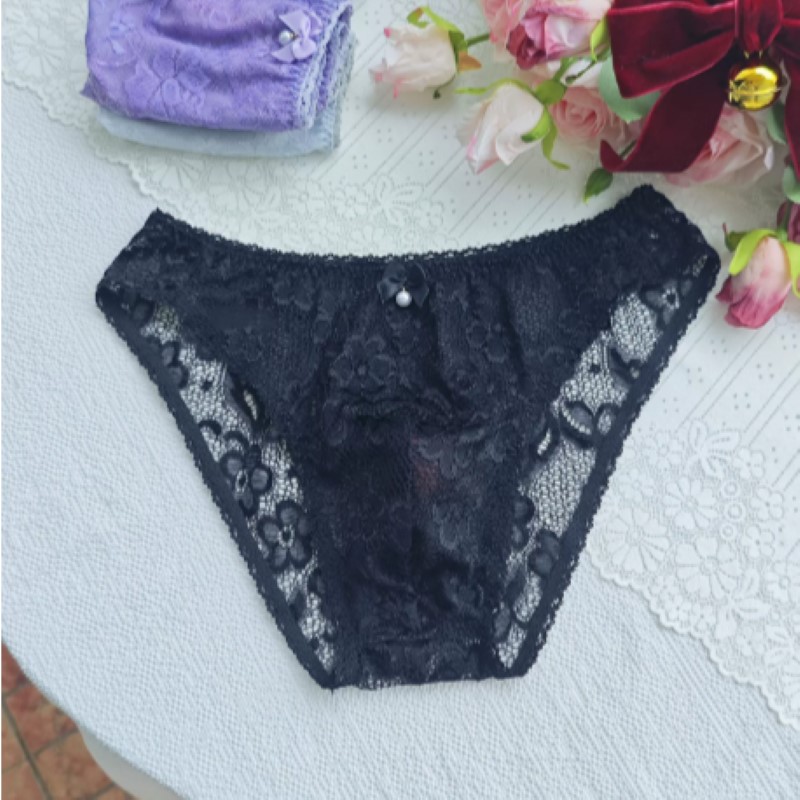 시스루 섹시 남성용 레이스 팬티 로우 웨이스트 자수 라 - Embroidery Embellishments 리뷰 및 가격