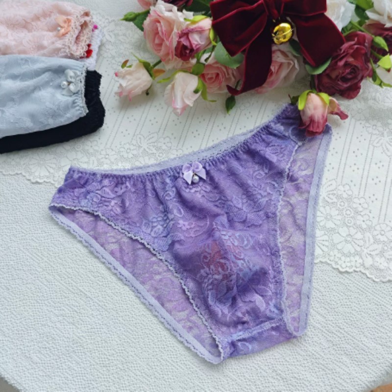 시스루 섹시 남성용 레이스 팬티 로우 웨이스트 자수 라 - Embroidery Embellishments 리뷰 및 가격