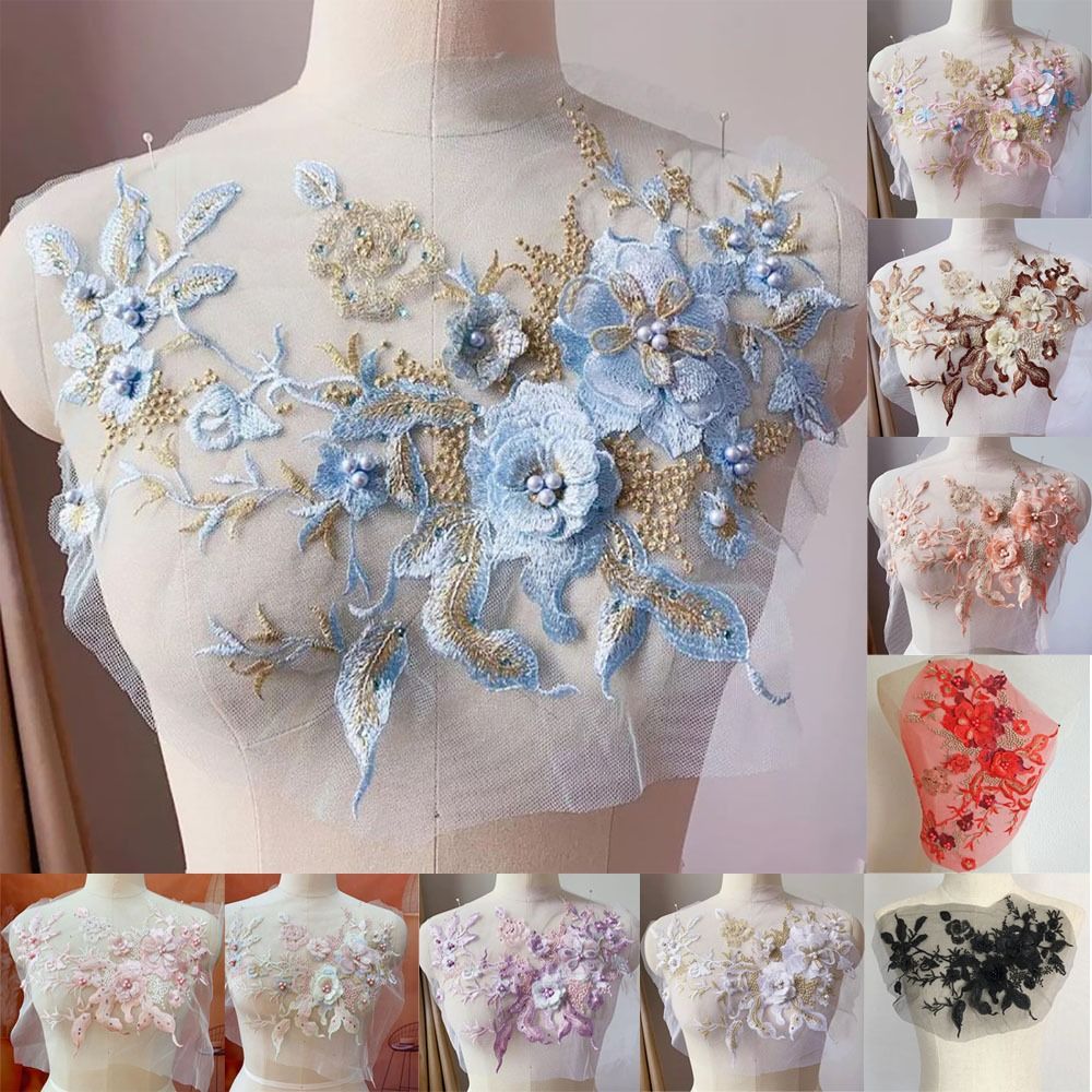 3D 꽃 페르시 레이스 직물 Applique 자수 결혼 - Applique Patch Flower 리뷰 및 가격