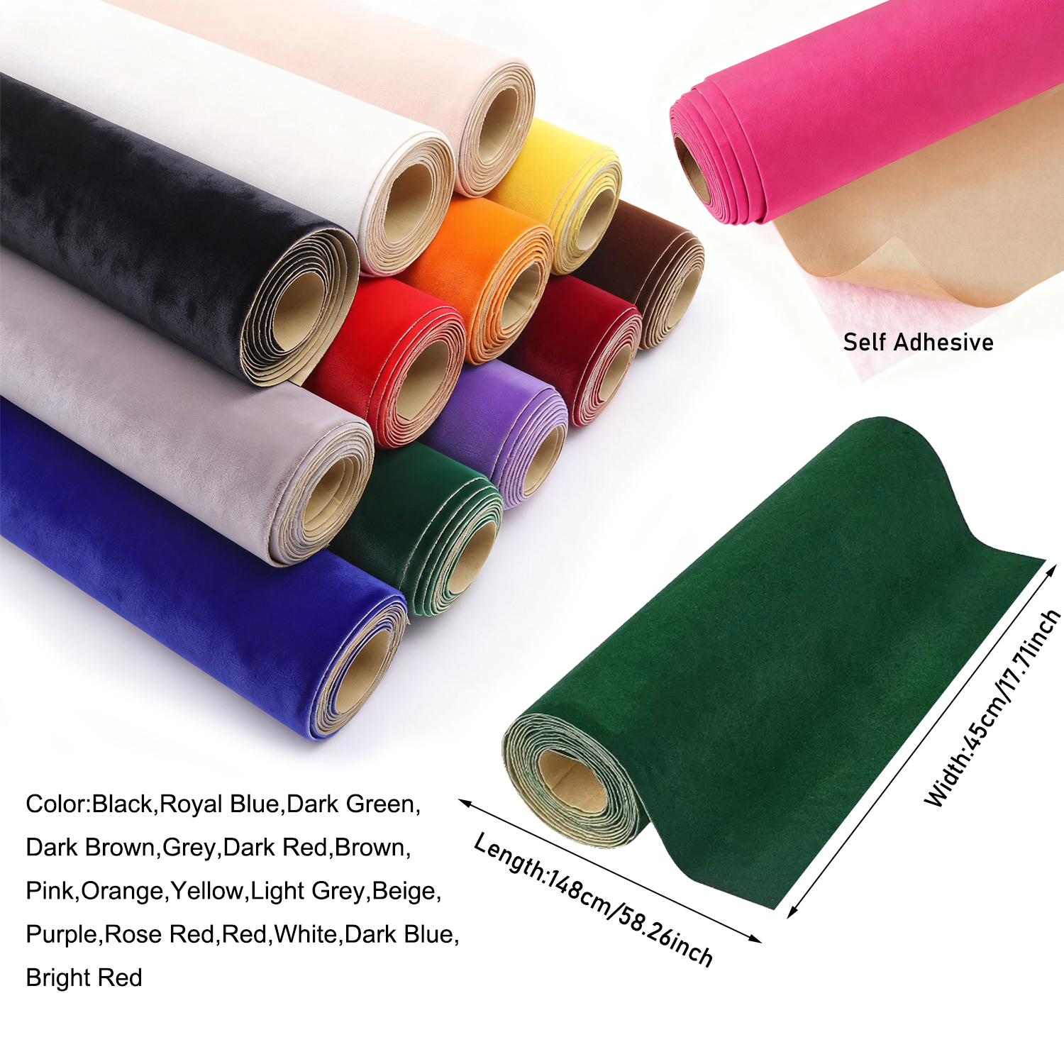 1 롤 45 X 148cm 자체 접착 벨벳 플록 라이너 - Velvet Ribbon Roll 리뷰 및 가격