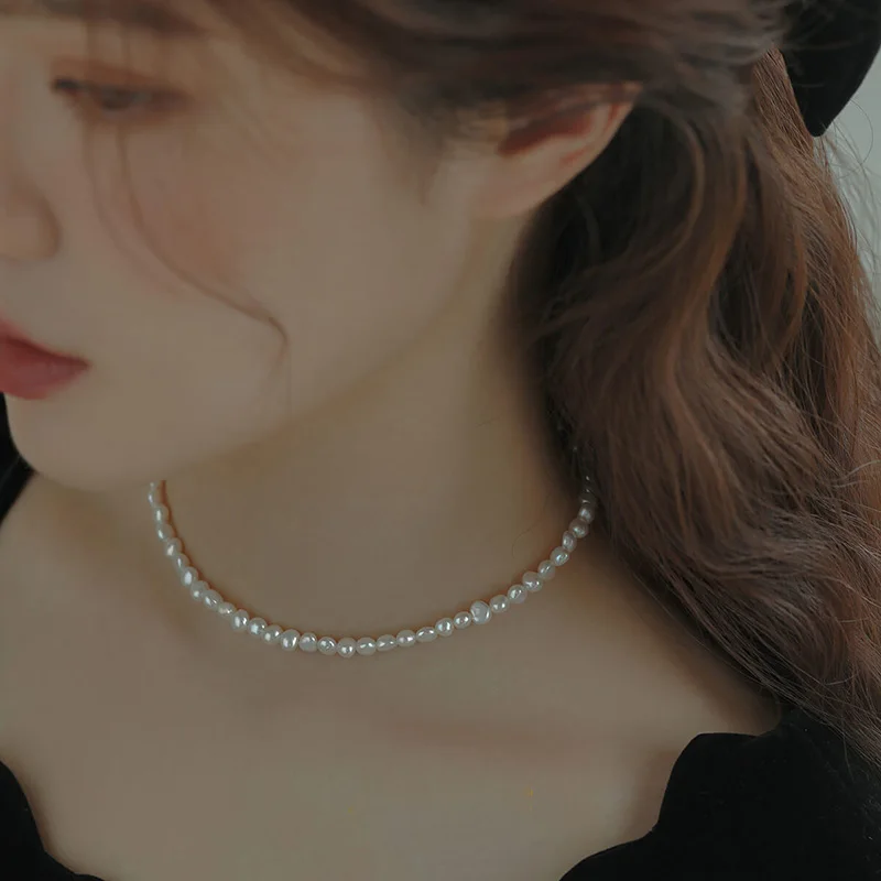 헝셩 4-5mm 바로크 담수 진주 목걸이 38cm 45 - Pearl Trim Chain 리뷰 및 가격
