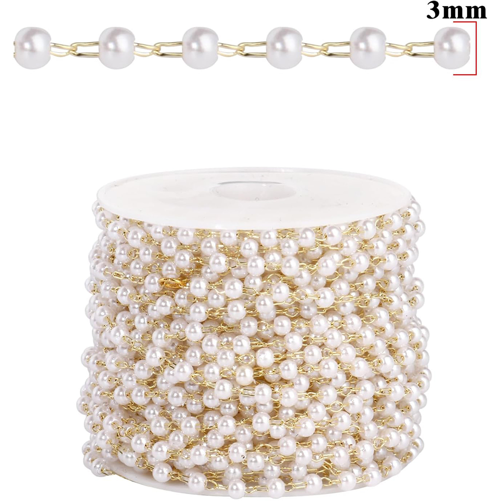 20 미터 3/4/5/6mm 가짜 진주 비즈 골드 도금 - Pearl Trim Chain 리뷰 및 가격