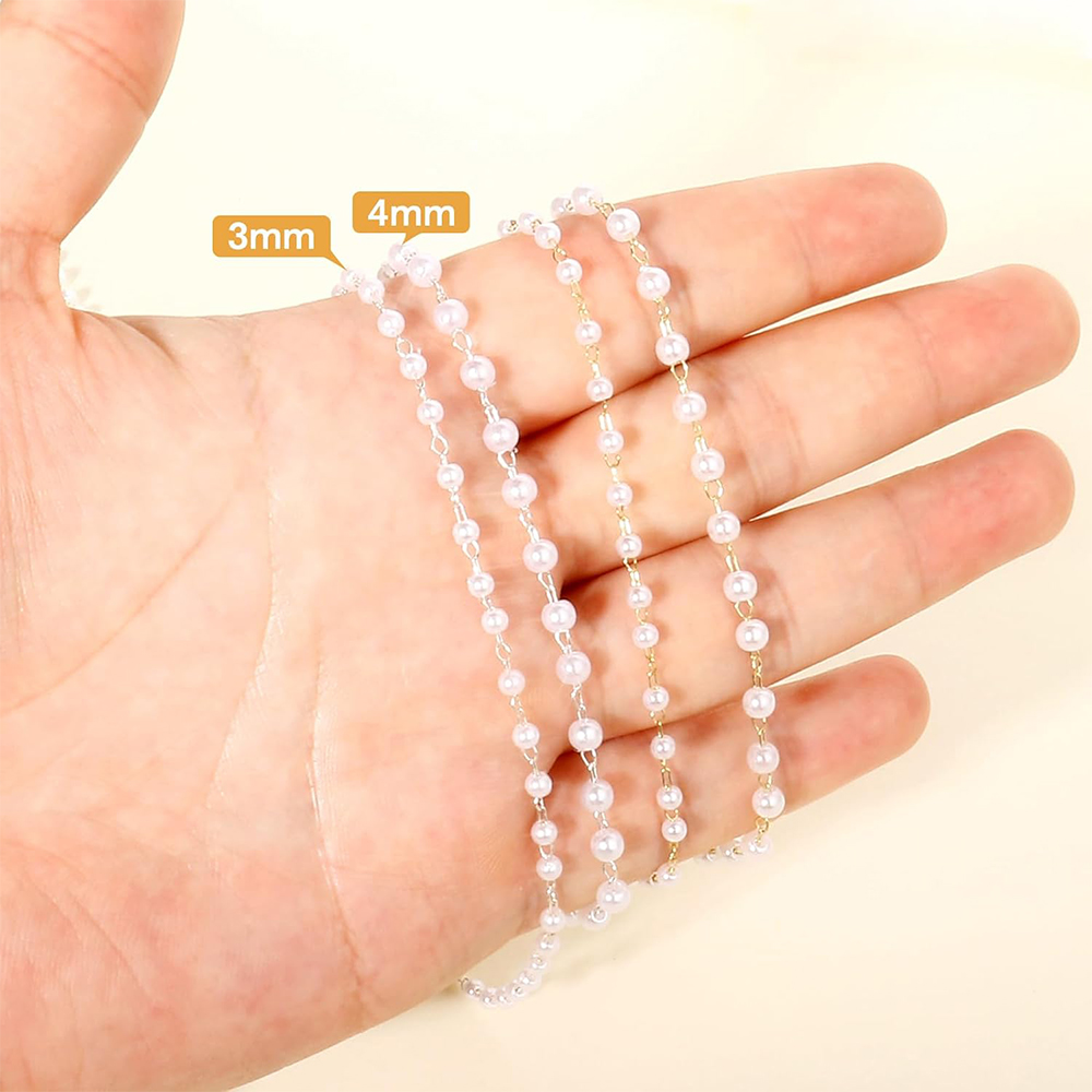 20 미터 3/4/5/6mm 가짜 진주 비즈 골드 도금 - Pearl Trim Chain 리뷰 및 가격