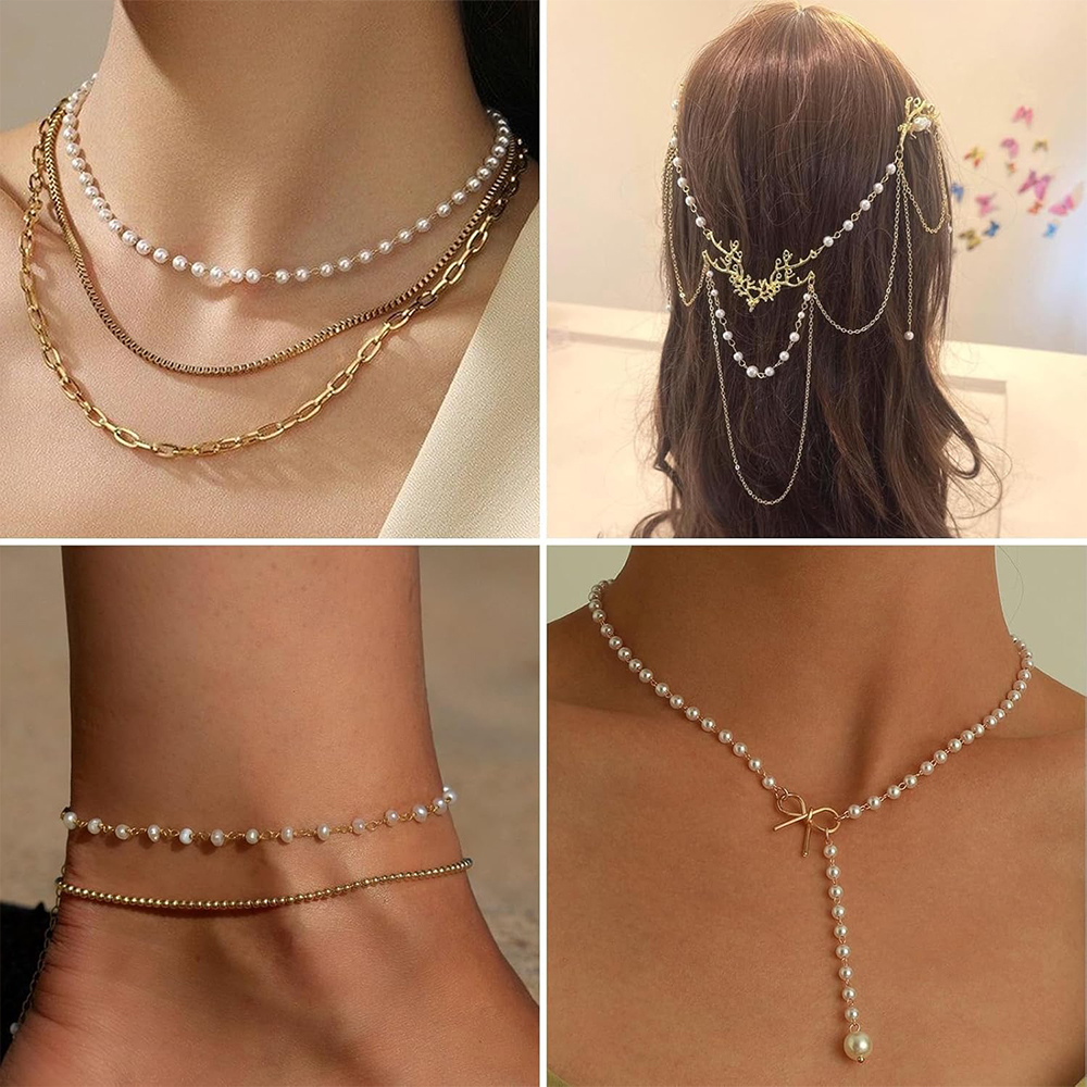 20 미터 3/4/5/6mm 가짜 진주 비즈 골드 도금 - Pearl Trim Chain 리뷰 및 가격