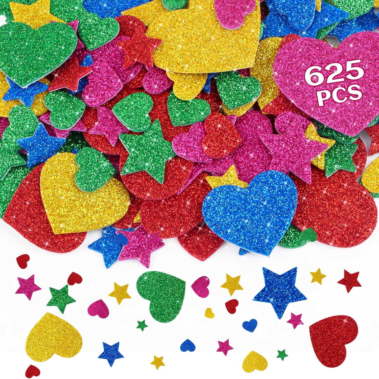 625Pcs 반짝이 하트 폼 스티커 다채로운 자체 접착 - Glitter Vinyl Roll 리뷰 및 가격