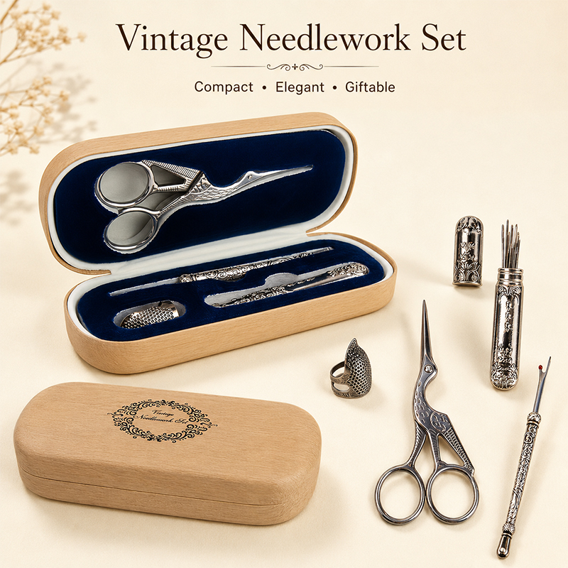 빈티지 재봉 도구 세트(나무 보관함 포함), DIY 재 - Craft Embellishment Storage 리뷰 및 가격