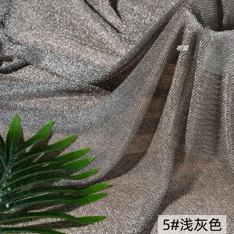 라이트 그레이 메탈릭 실 원단 4방향 스트레치 소프트  - Crystal Mesh Fabric 리뷰 및 가격