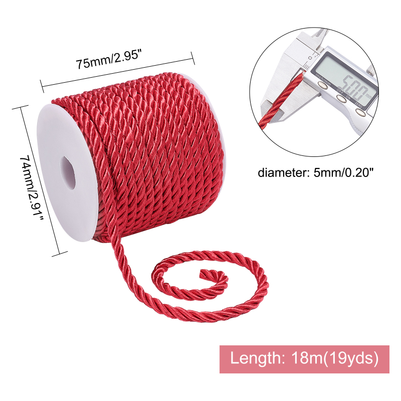 19.6 야드 레드 실크 로프 3겹 크리스마스 코딩 5 - Cord Trim Twisted 리뷰 및 가격