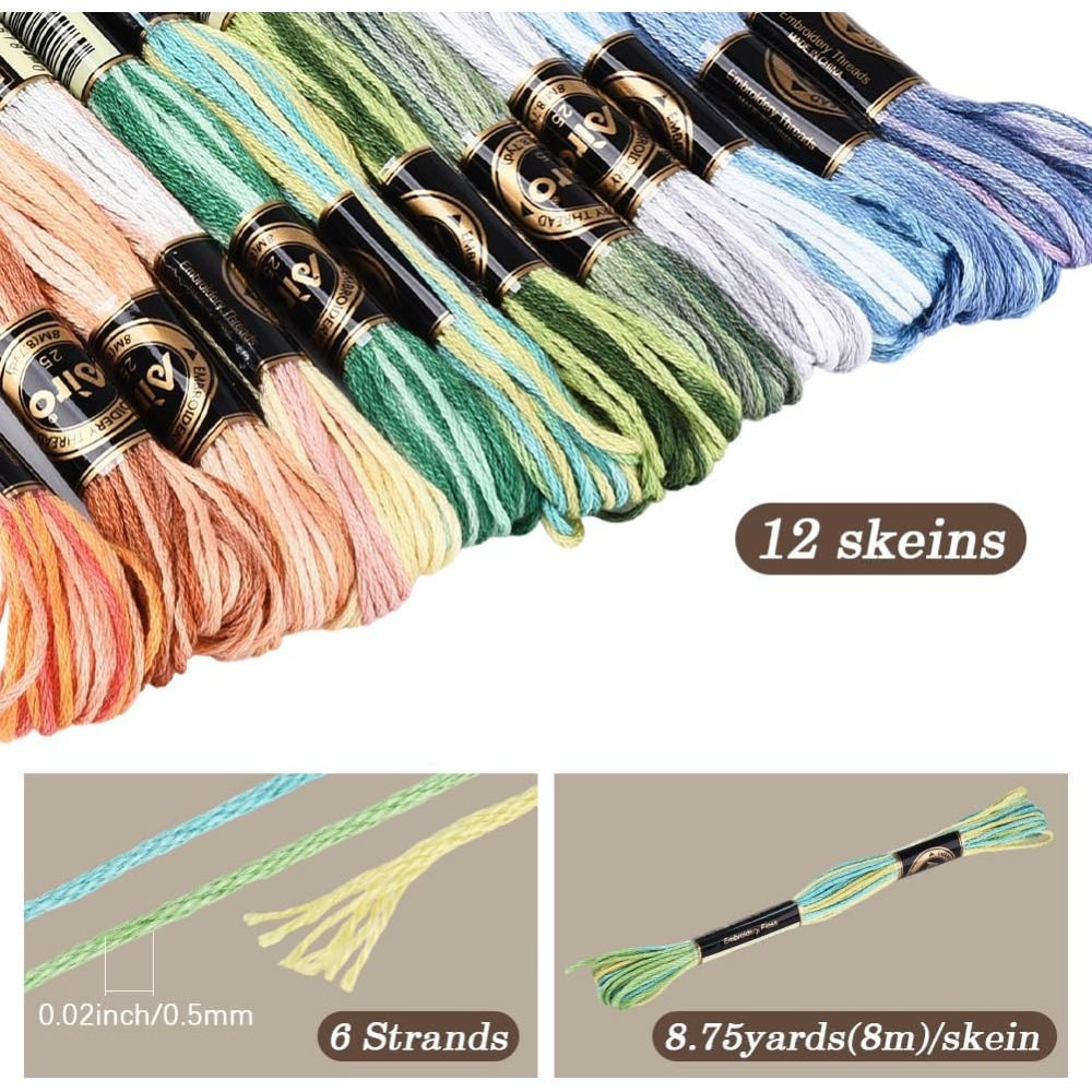 12개의 실뭉치, 105야드 크로스 스티치 자수실, 다 - Embroidery Embellishments 리뷰 및 가격