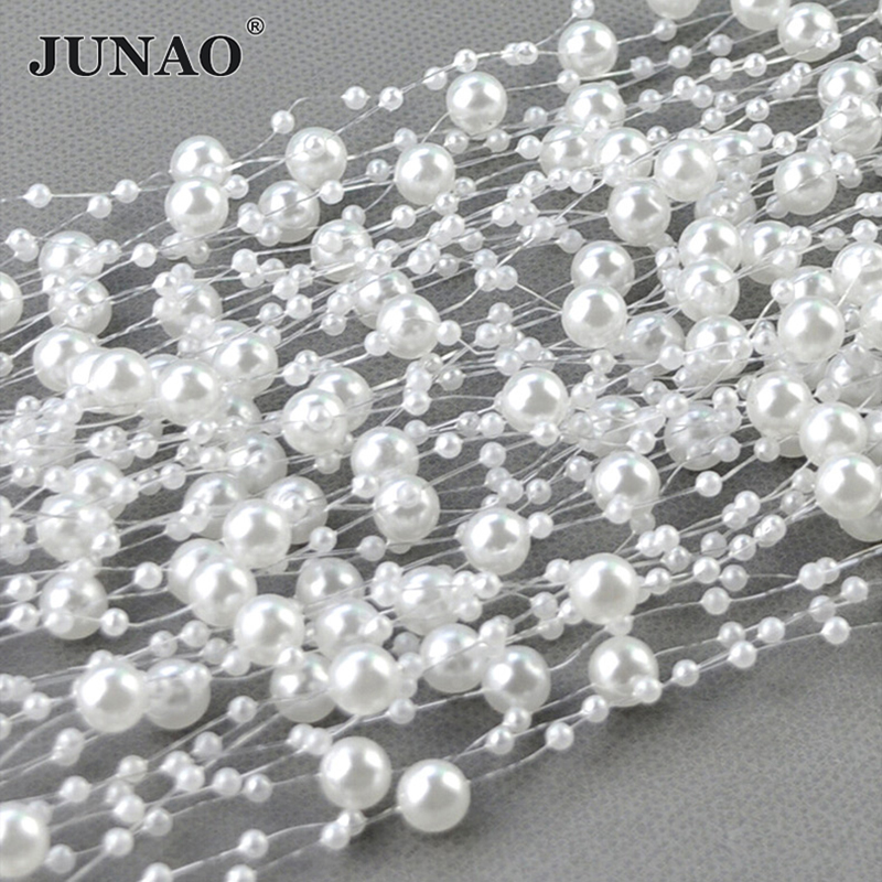 JUNAO 20 미터 3 + 8mm 흰색 라운드 진주  - Pearl Trim Chain 리뷰 및 가격