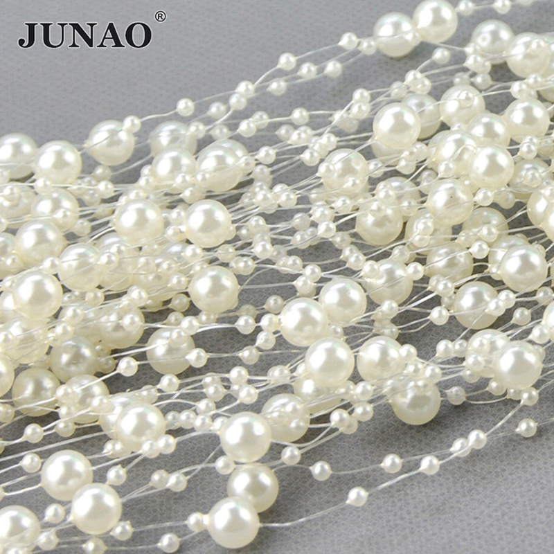 JUNAO 20 미터 3 + 8mm 흰색 라운드 진주  - Pearl Trim Chain 리뷰 및 가격